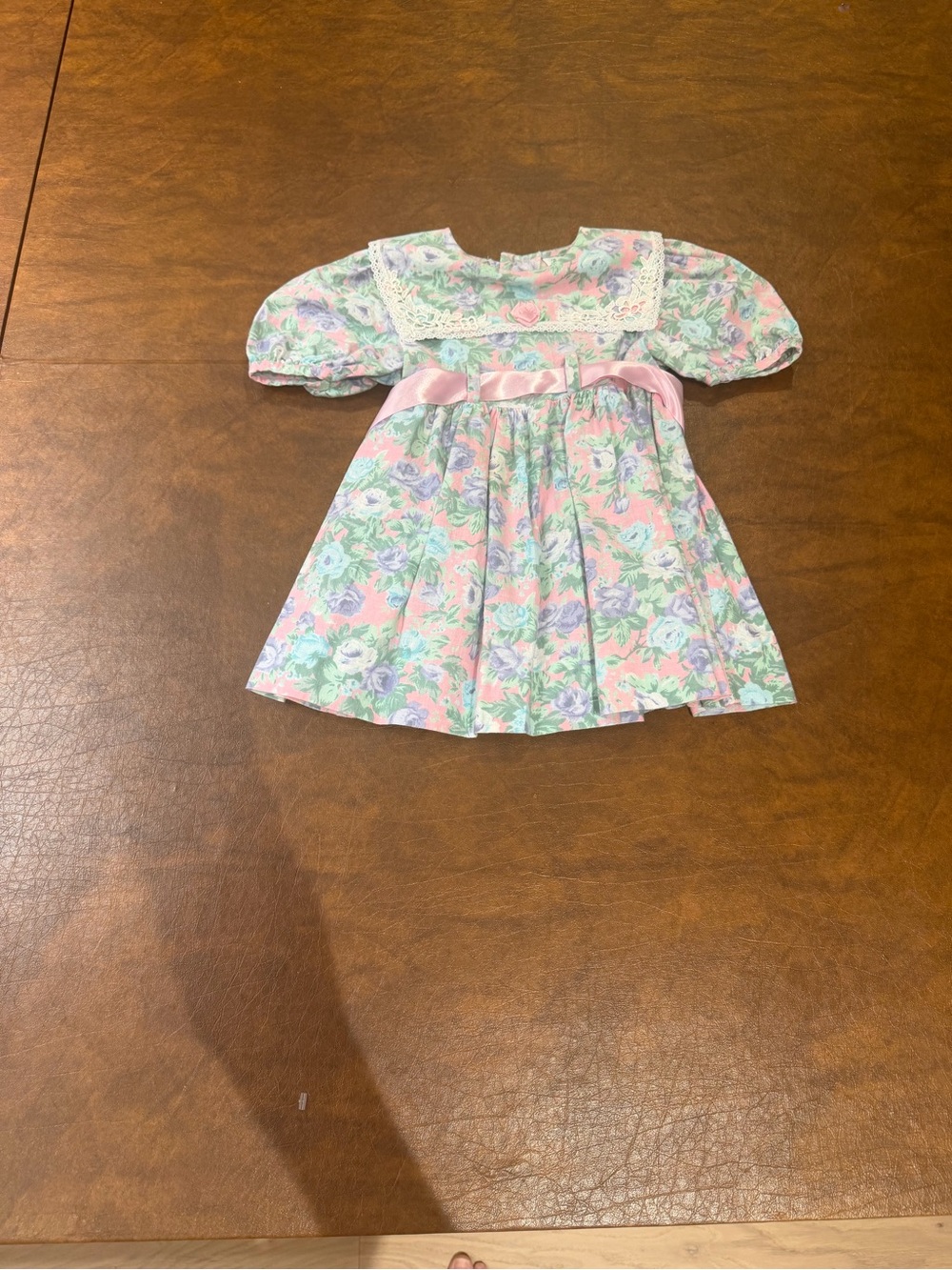 Rare Editions Pink Floral Dress with Lavender and Mint Accents
